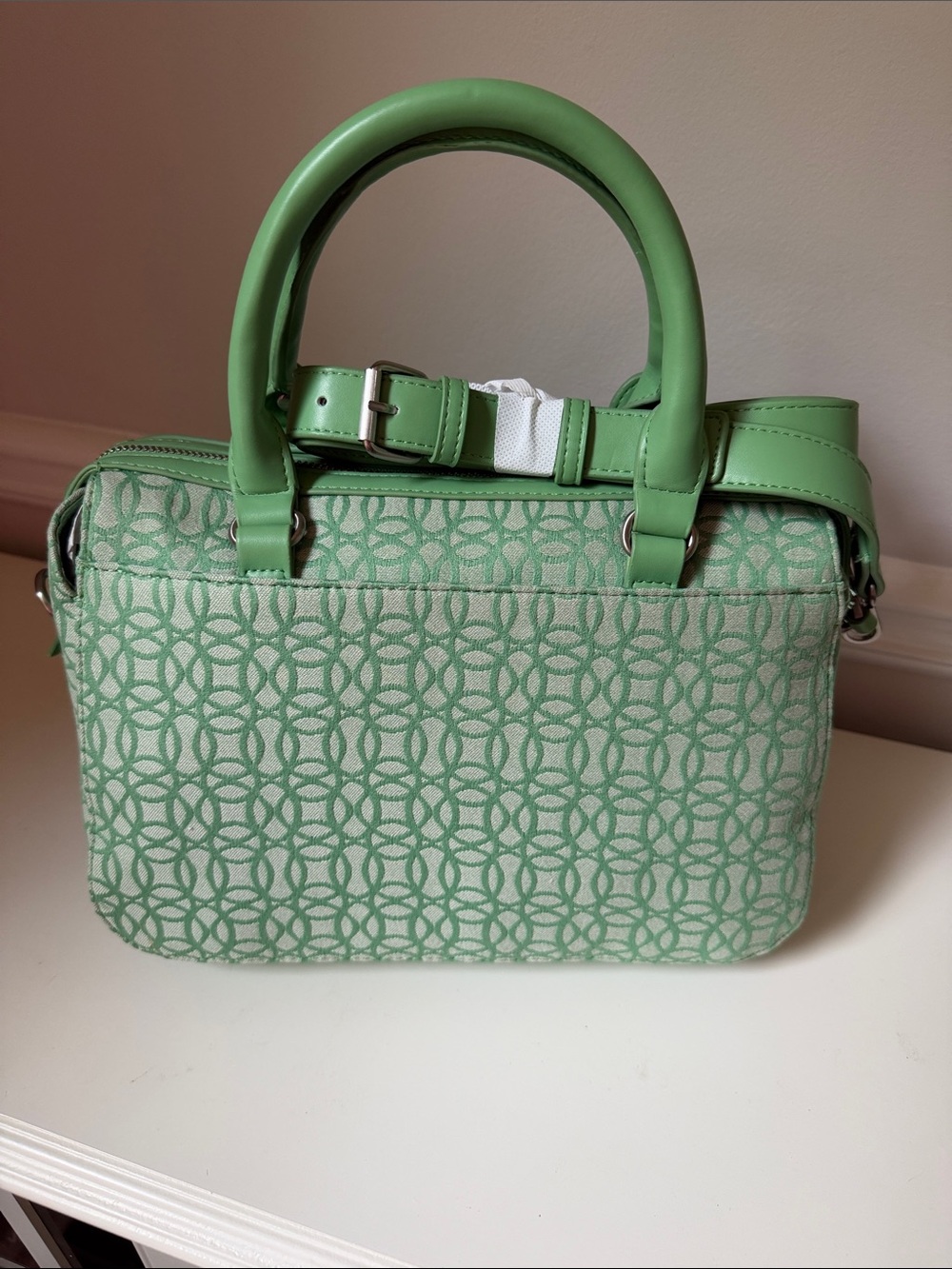 Time and Tru Green Patterned Satchel Tote - Picture 4 of 8